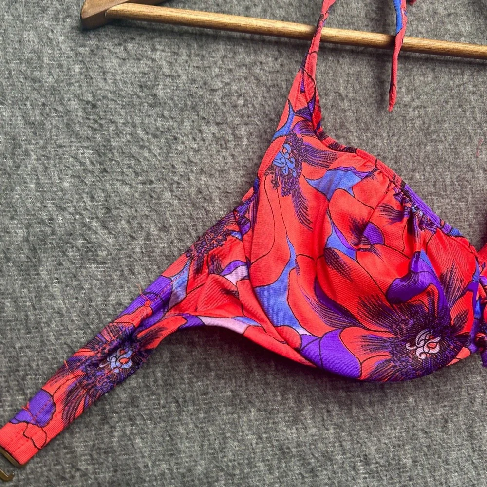 Vintage Vassarette Swim Top Mid‎ Mod Retro Floral Bikini 34C Top Munsingwear